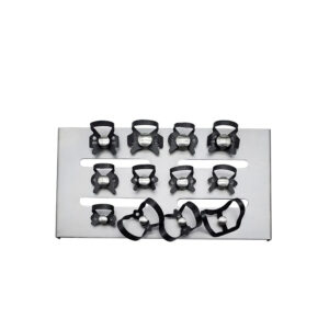 Anti-Reflective Rubber Dam Clamps & Organizer Rack Black Matte Set of 12