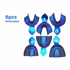 Dental Impression Trays Plasma Coated Set of 6 Metallic Blue